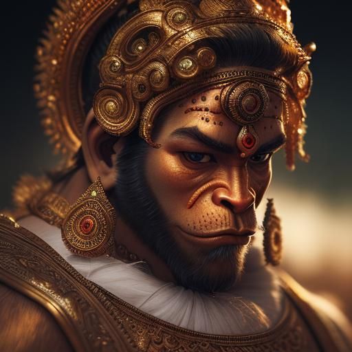 Hyperrealistic Hanuman with Intricate Details in HDR
