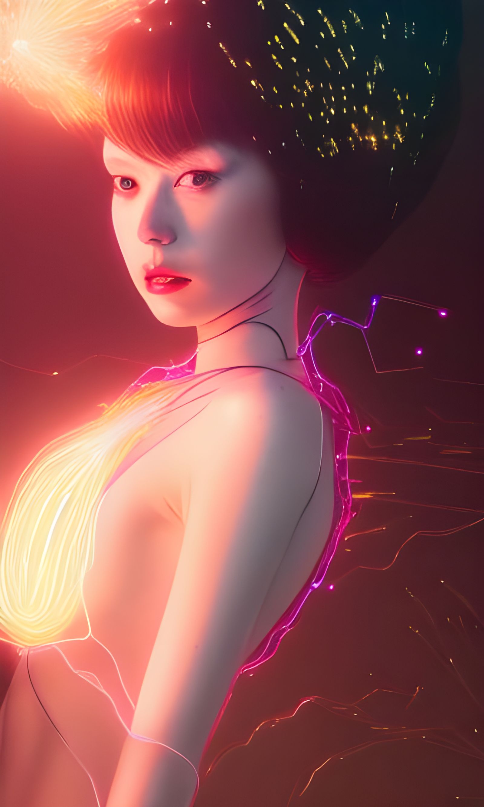 Electricity Princess Portrait: Detailed Digital Art