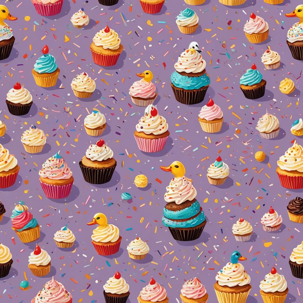Cupcake Duck Pop Art with Sprinkles