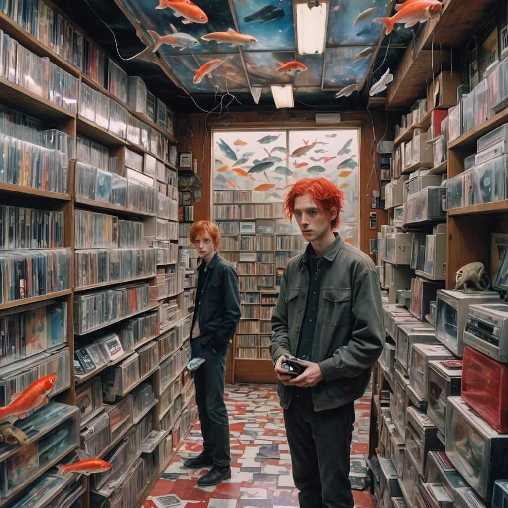 Surreal Dreamscape: VHS Maze in Watercolor Style