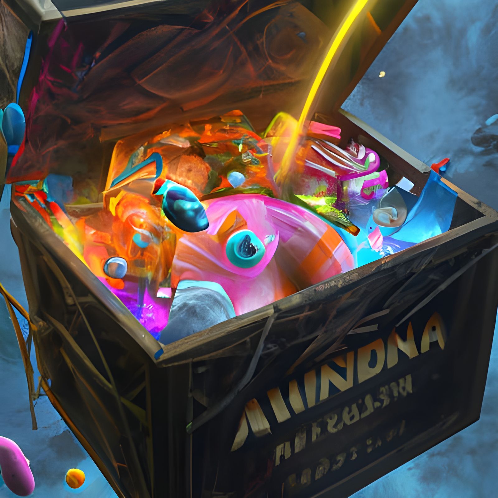 Amazon Box Overflowing with Candy: Digital Matte Painting