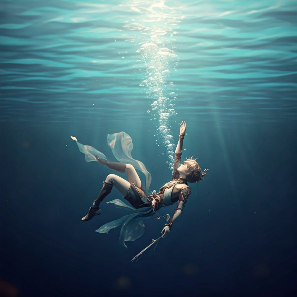 Underwater Descent: Anime-Inspired 3D Art