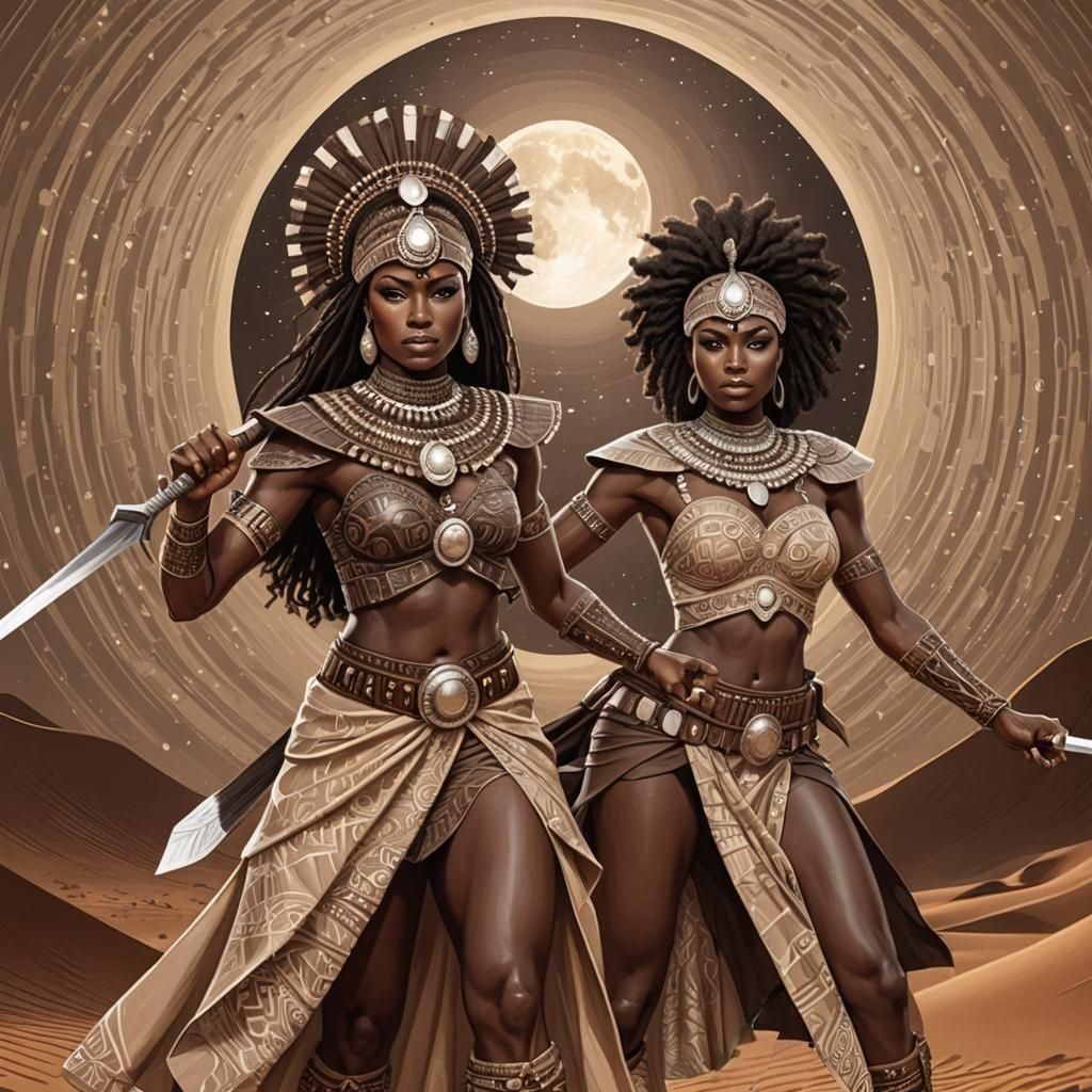 Zulu Warrior in Sahara Desert, 3D Rendered