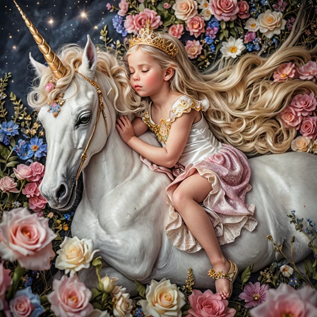 Baby Princess with Unicorn in Candy Art Style