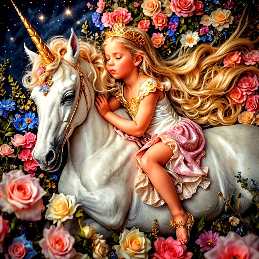 Baby Princess and Unicorn in Candy Art Style