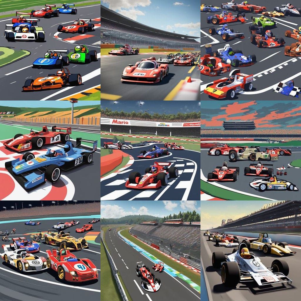 Le Mans Cars on Mario Kart Circuit