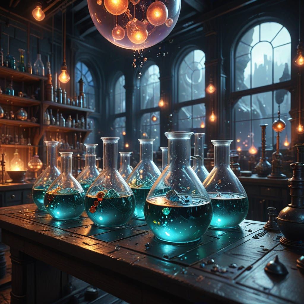 Fantastical Scientist in Escher-esque Lab