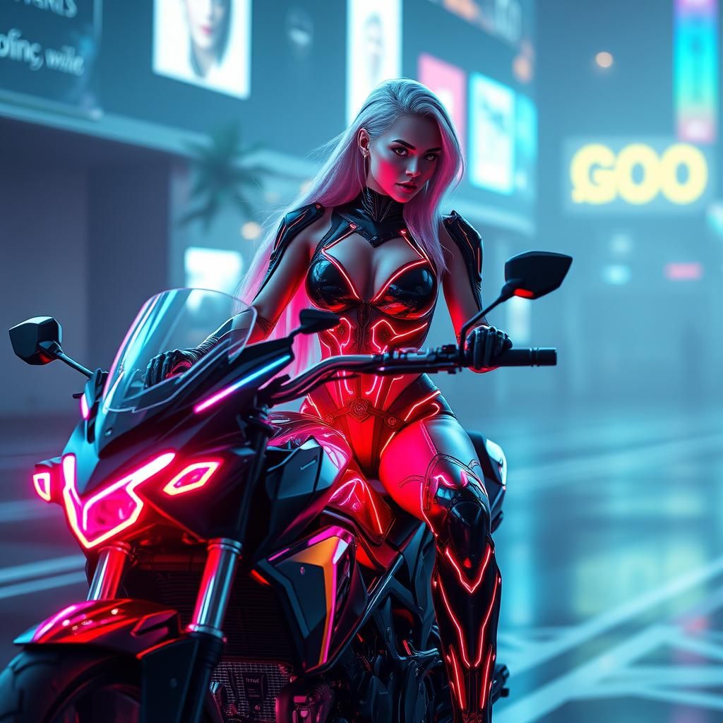 Neon-cyborg rider