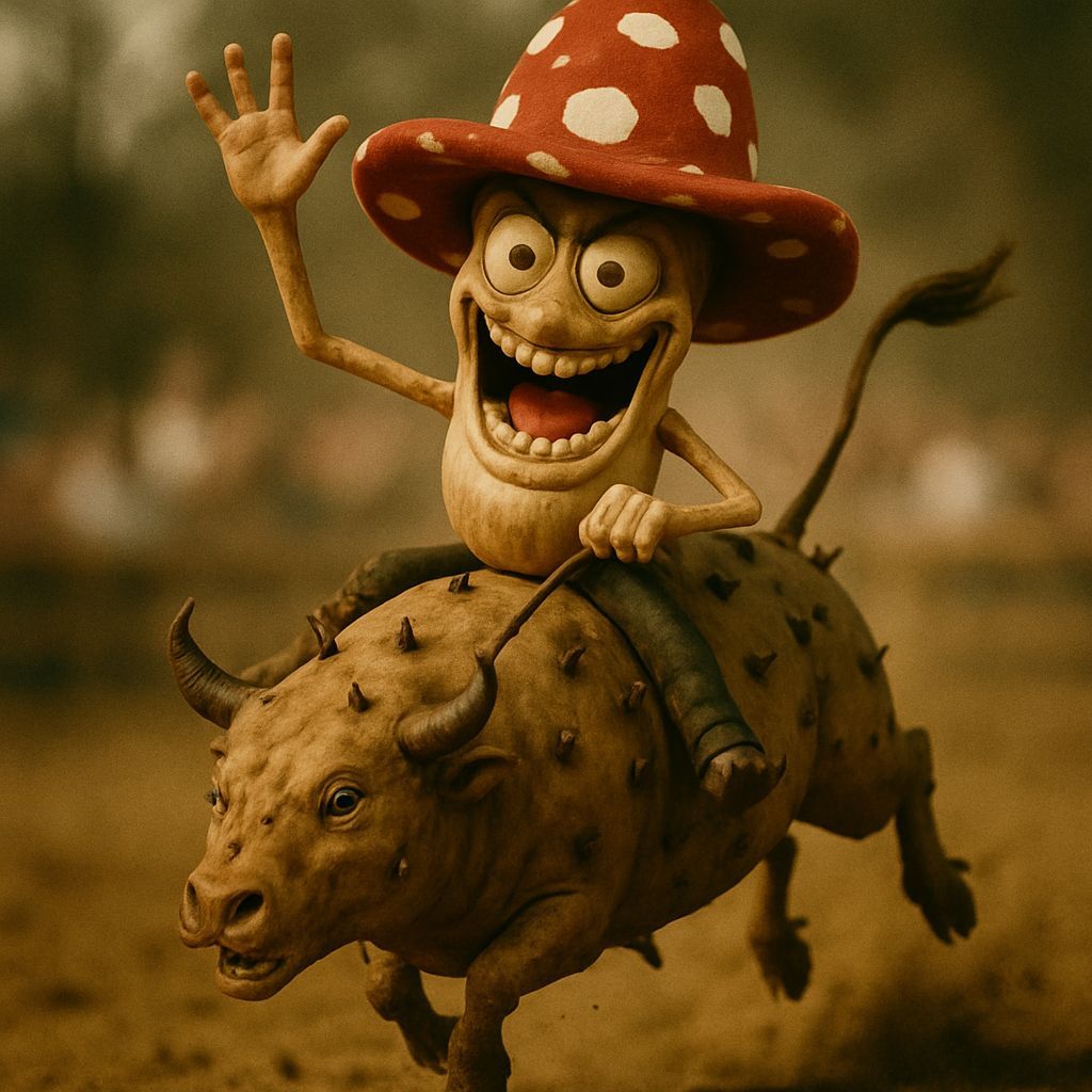 Mushroom Cowboy Rides Bucking Potato Bull in Raw Documentary...
