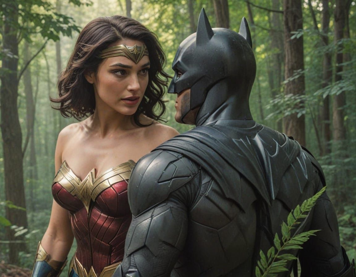 Wonder Woman and Batman in Passionate Comic Art