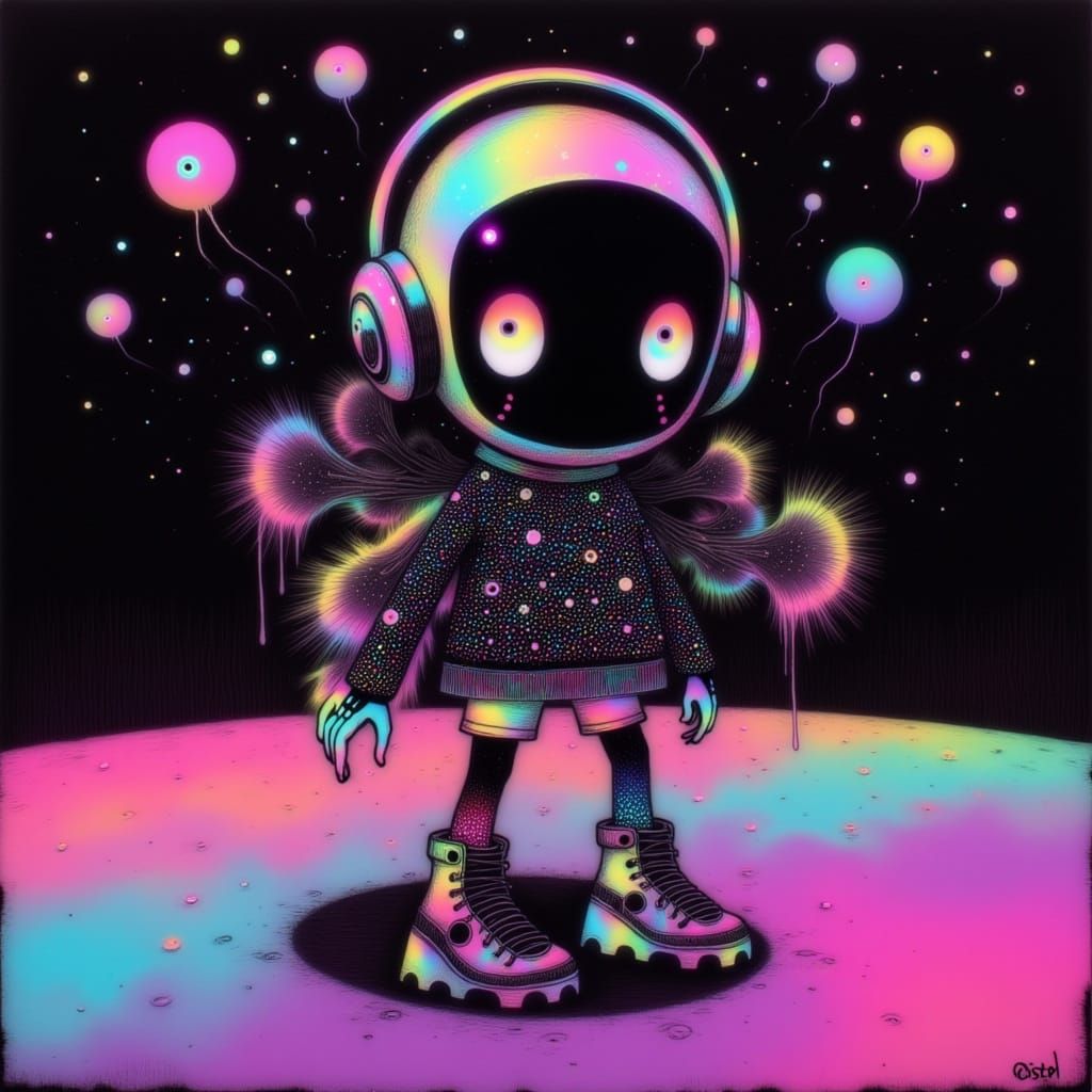 Dancing Jumping Spider in Neon Disco Style