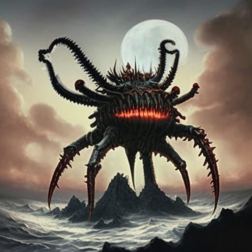 Horrifying King Crab Abomination Rises from Fiery Ocean
