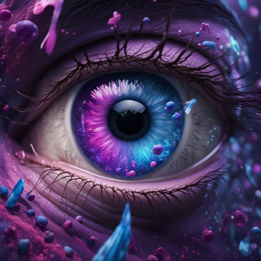 Eye with Purple, Blue, and Pink Colors