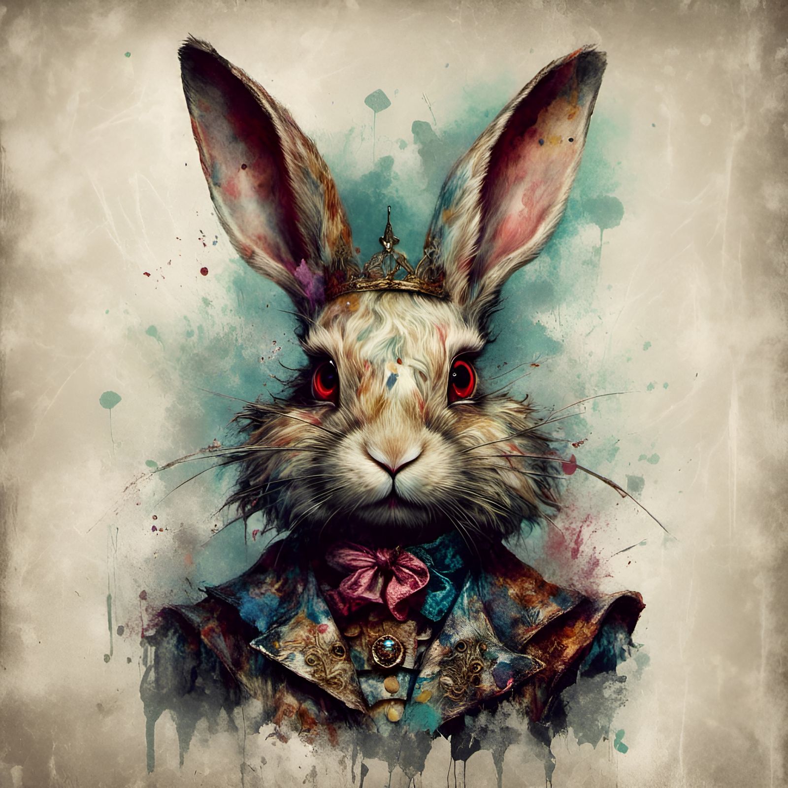 Dark Alice in Wonderland Queen Rabbit Portrait