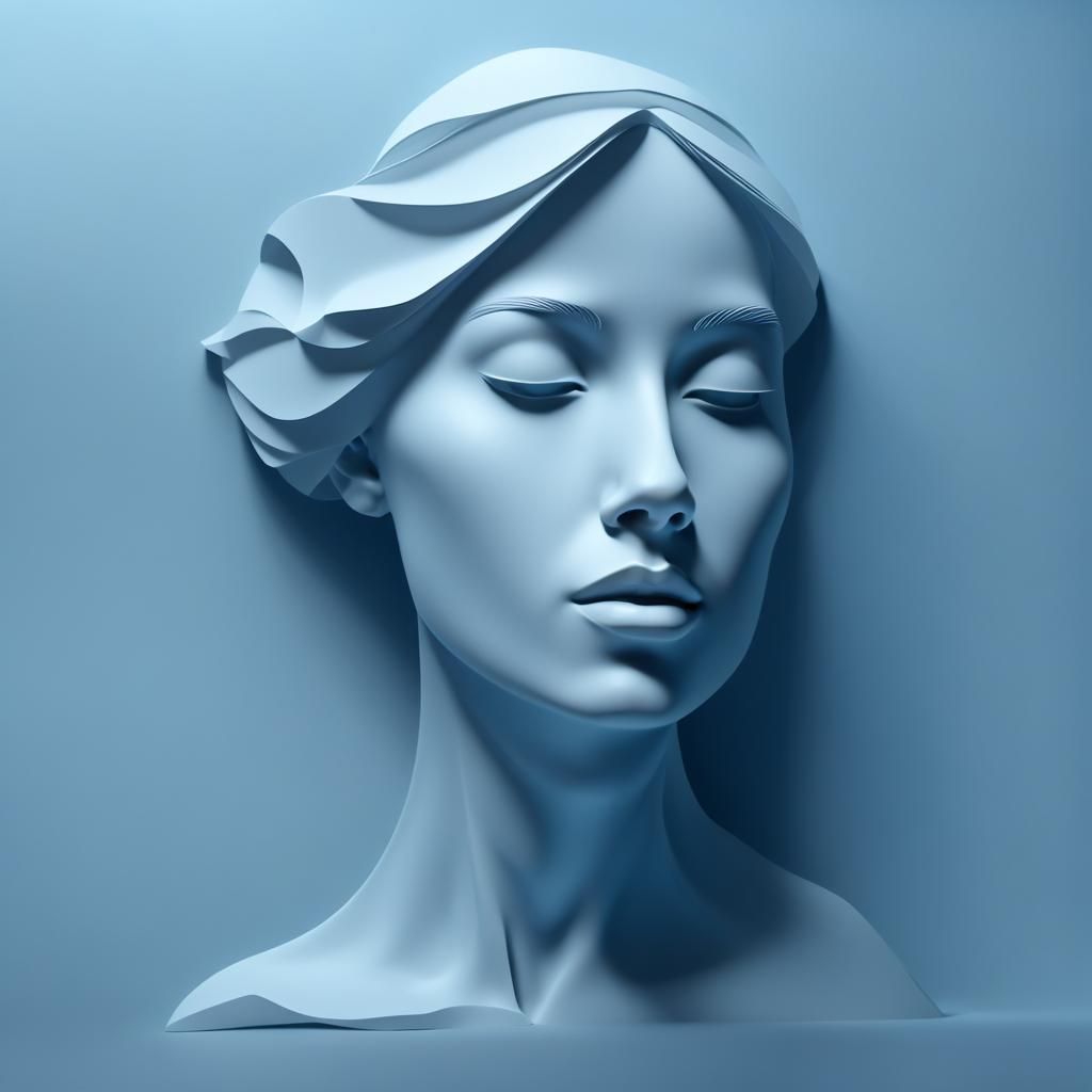 Elegant Woman Silhouette on Grey, Conceptual Art