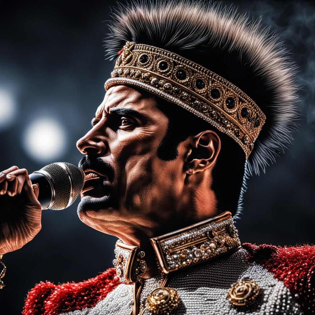 Hyperrealistic Portrait of Freddy Mercury in HDR