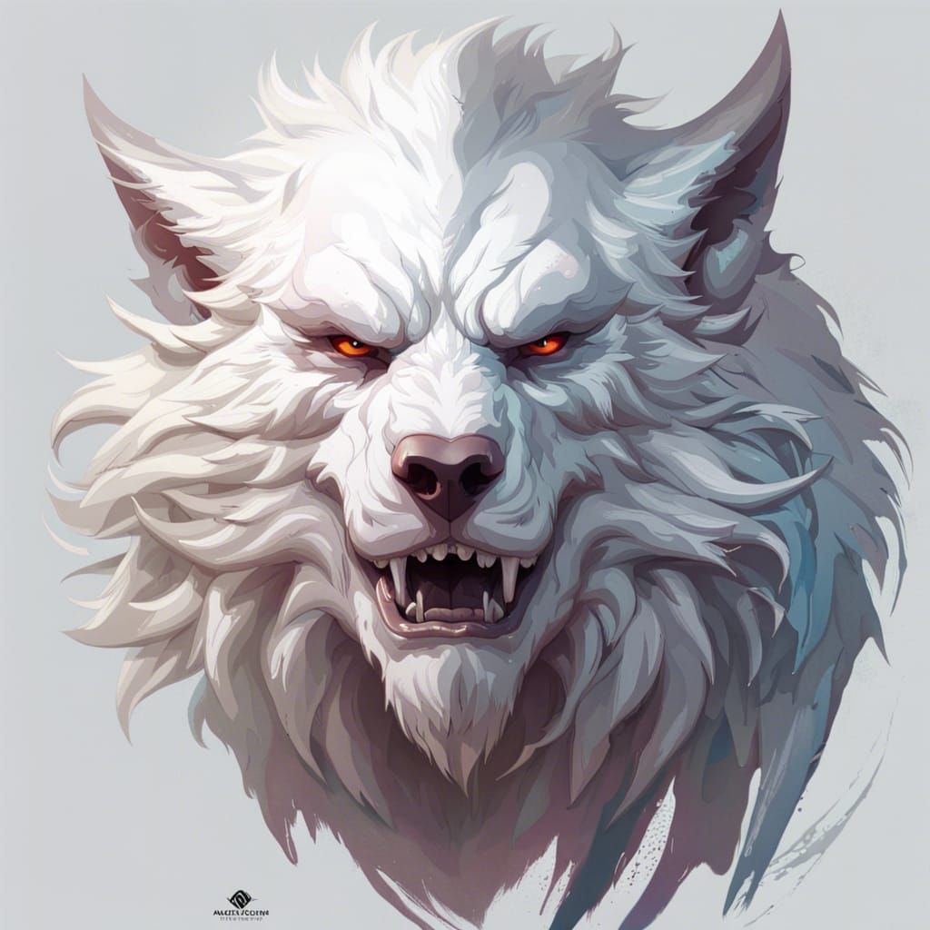 Hyperdetailed White Werewolf Portrait in 8k Resolution