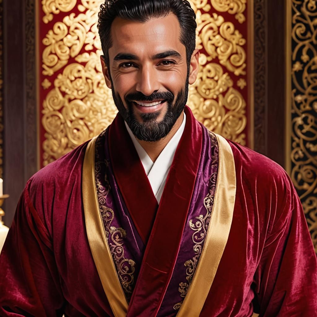 Bearded Man in Velvet Robes, Expressionist Portrait