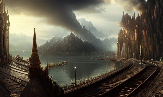 Epic Fantasy Train on a Cinematic Journey
