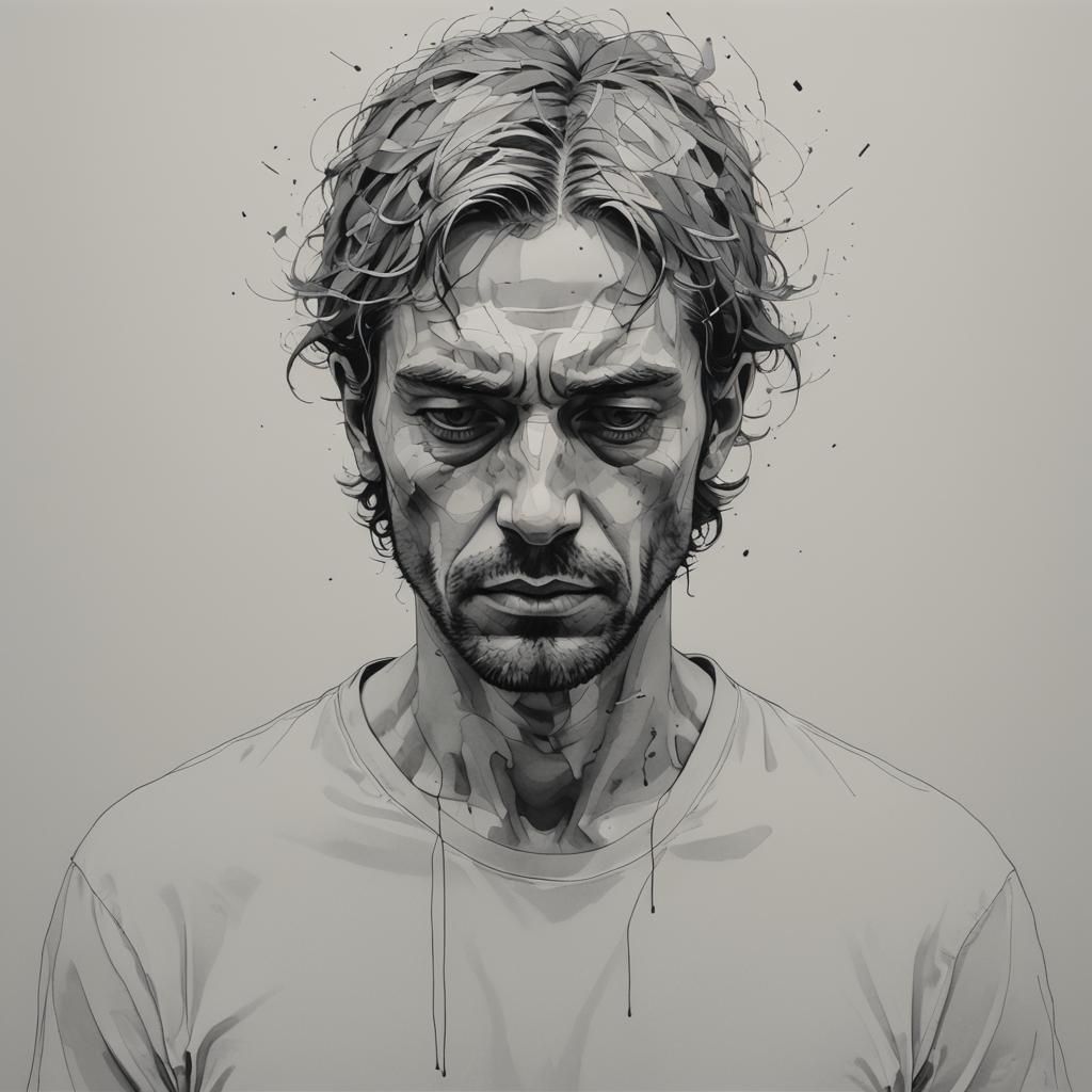 Man on the Brink: A Minimalist Emotional Portrait