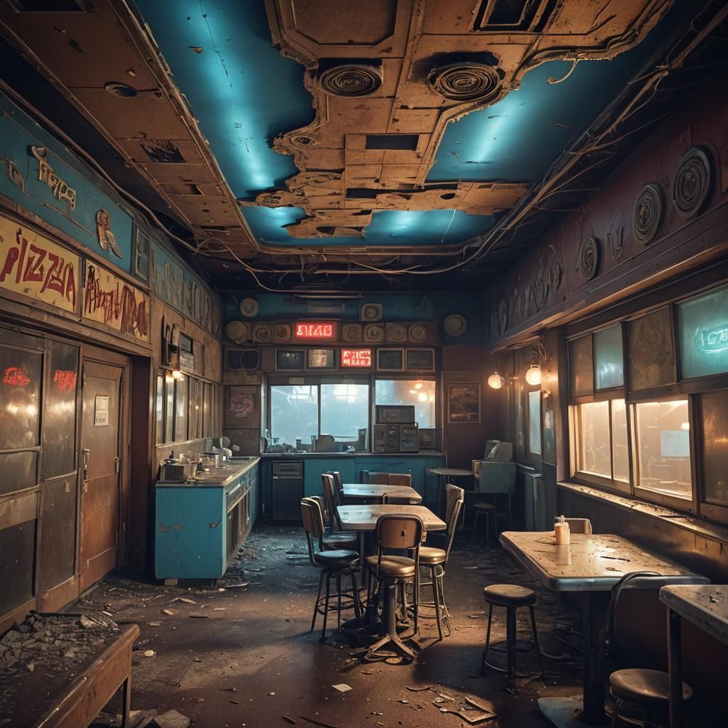 Eerie Abandoned Pizza Parlor with Animatronics