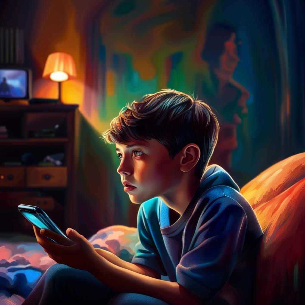 A boy using smartphone