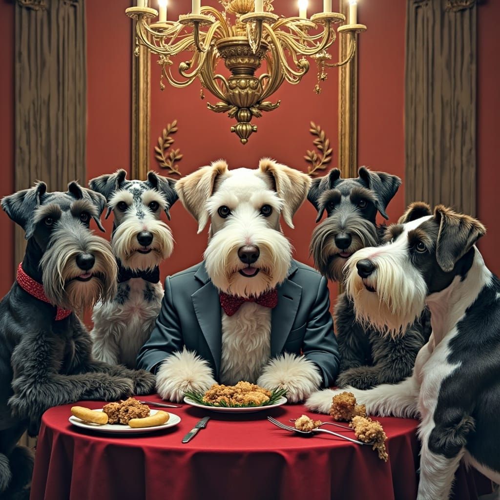 Comic Book Style Godfather Portrait with Canine Mafia