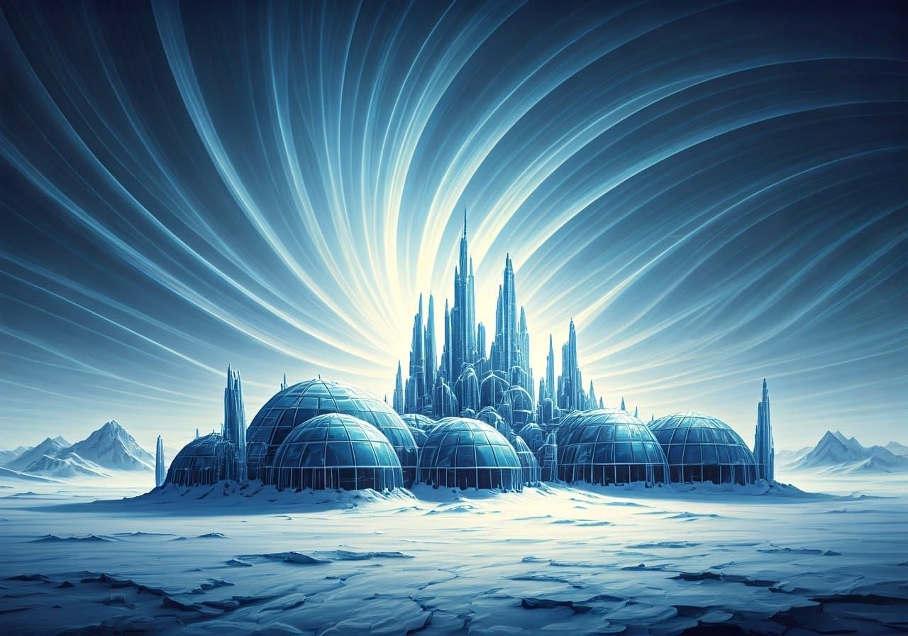 Frozen Alien Metropolis on Arctic Planet