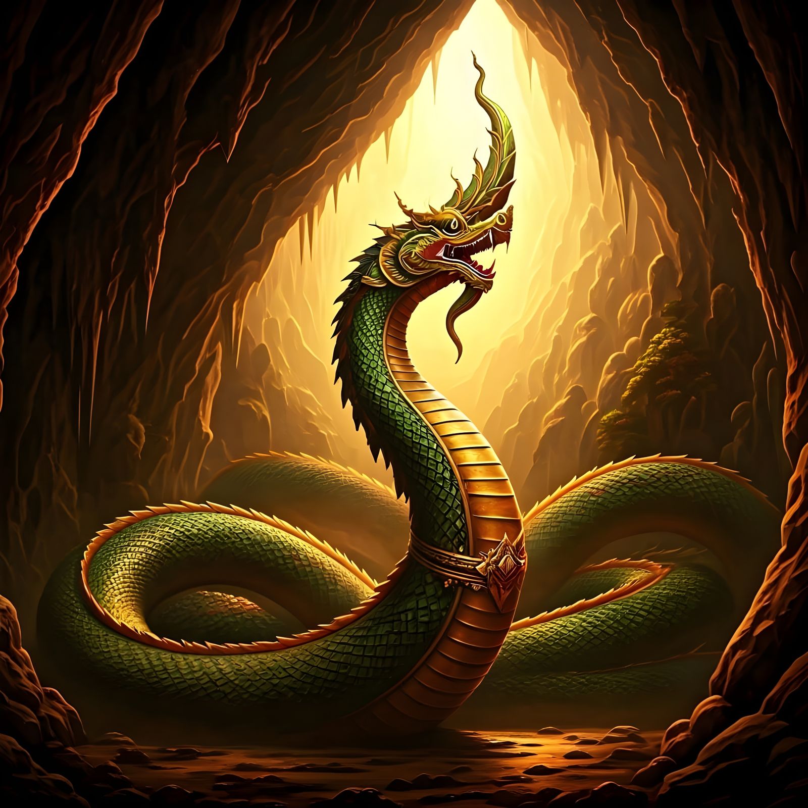 Elegant Thai Naga Monster Rises from Ancient Cave