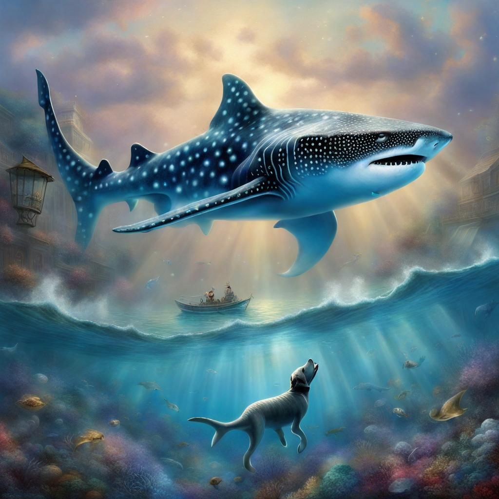 Whale Shark Dog Hybrid in Ethereal Fantasy Style