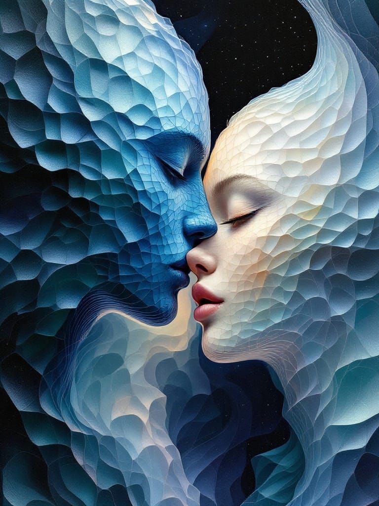 Abstract Alchemical Figures in Monochrome Abalone Gradient