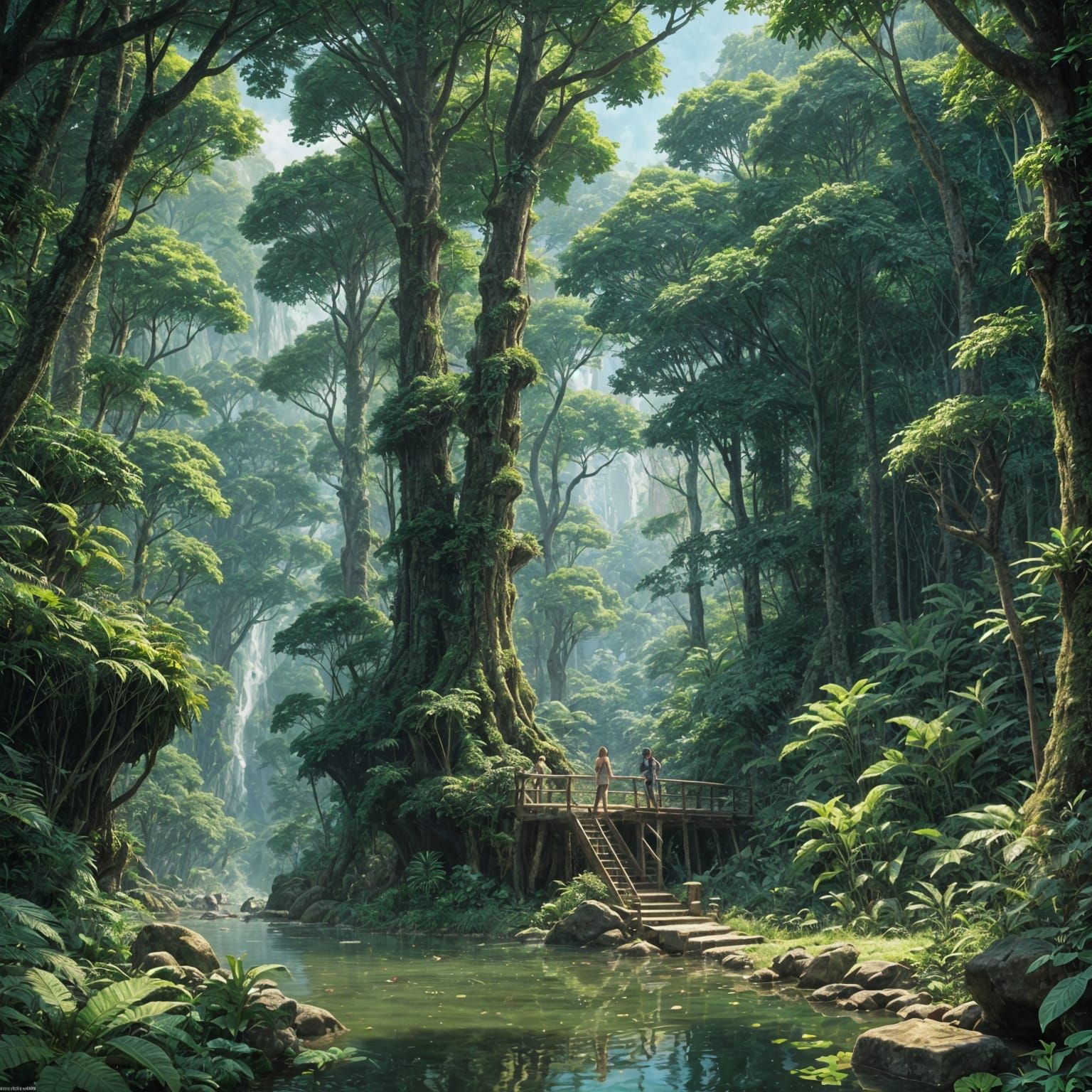 Lush Amazon Rainforest: Studio Ghibli Anime Key Visual