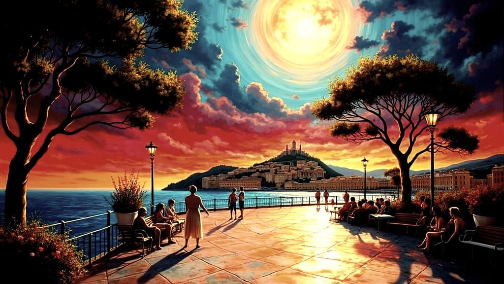 Italian Coast Sunset: Golden Alcohol Ink Art