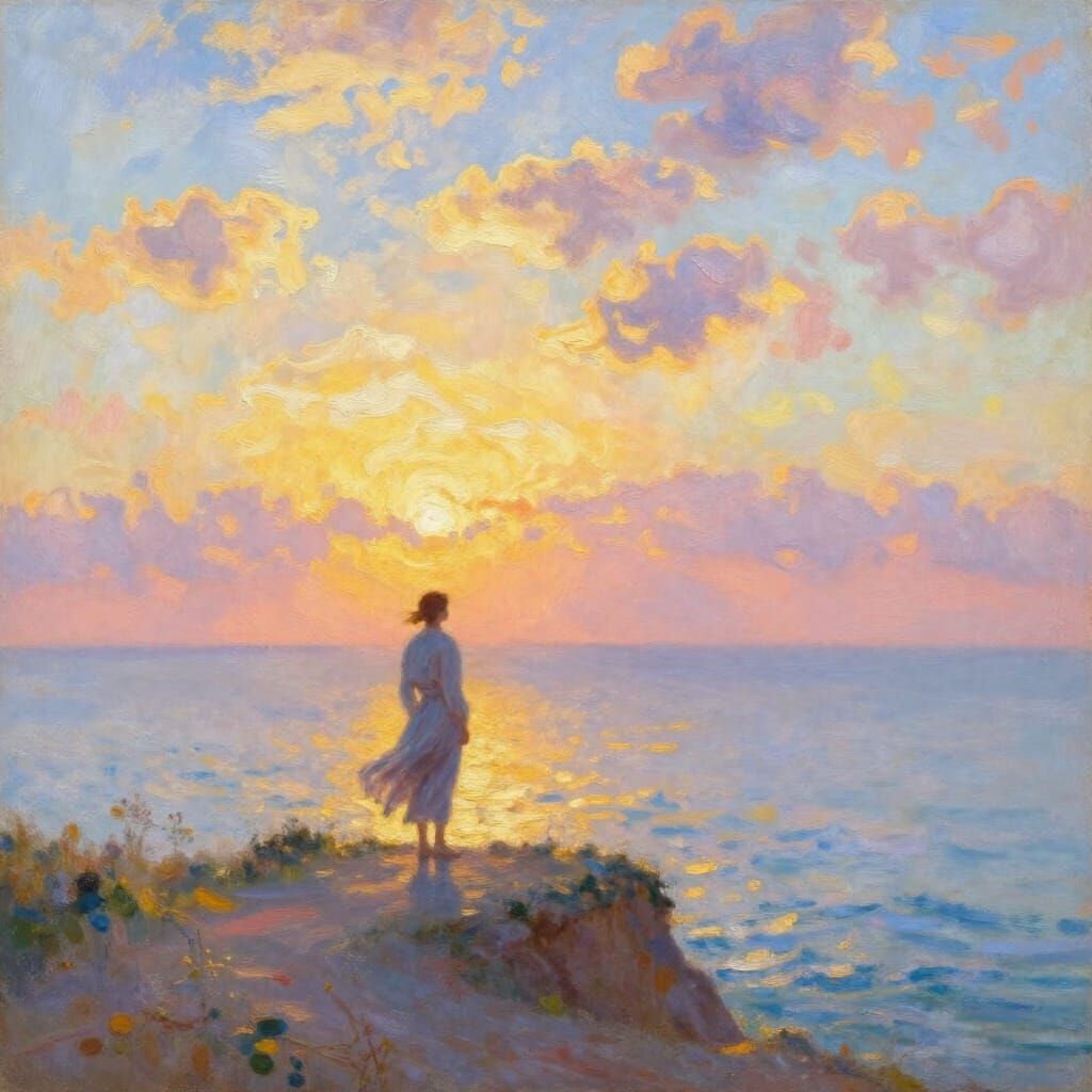 Peaceful Cliffside View at Golden Hour