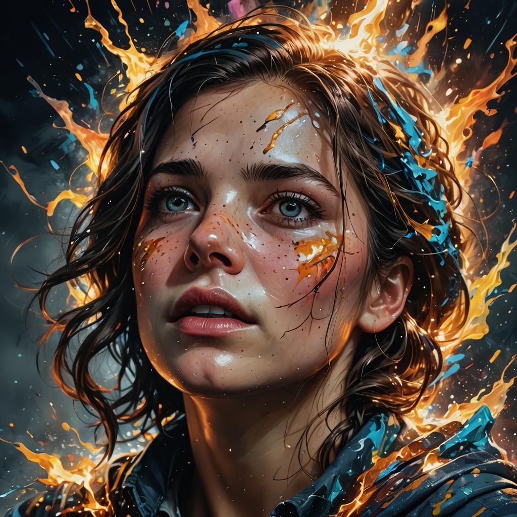 Hyperrealistic Splash Art: Hope in Darkness