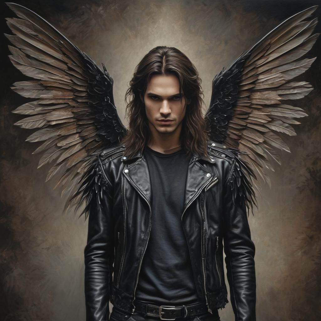 Metalhead Fairy in Brownish Oil Painting