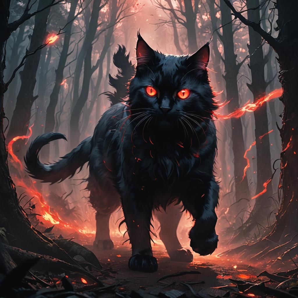 Violent Anime: Black Cat Attack in Dark Forest