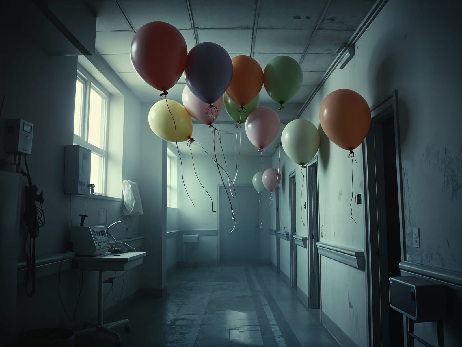 Surreal Balloons in Abandoned Silent Hill Hospital