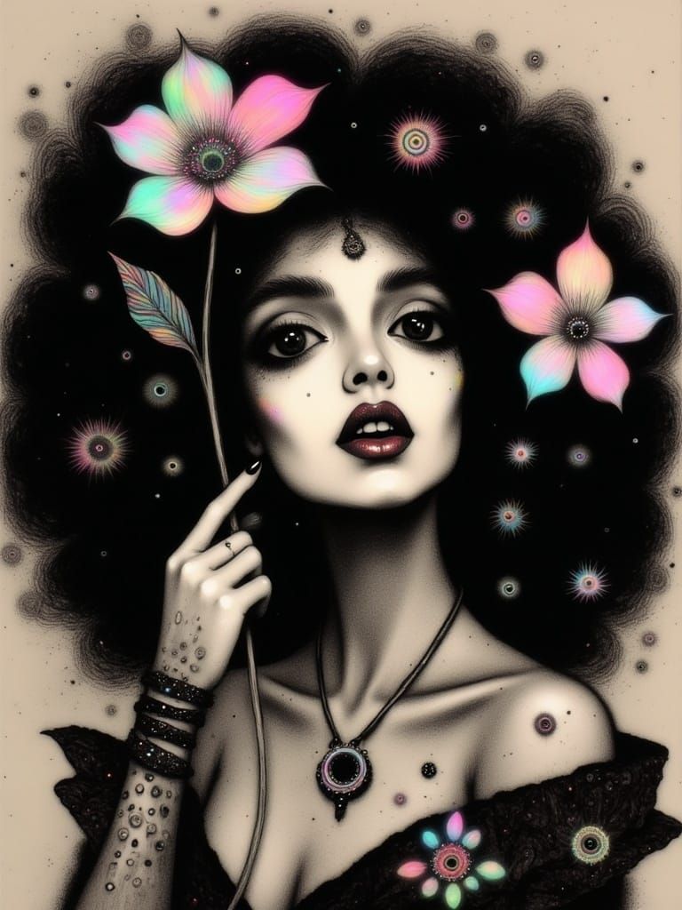 Diana Ross Portrait in Bohemian Pop Art Style