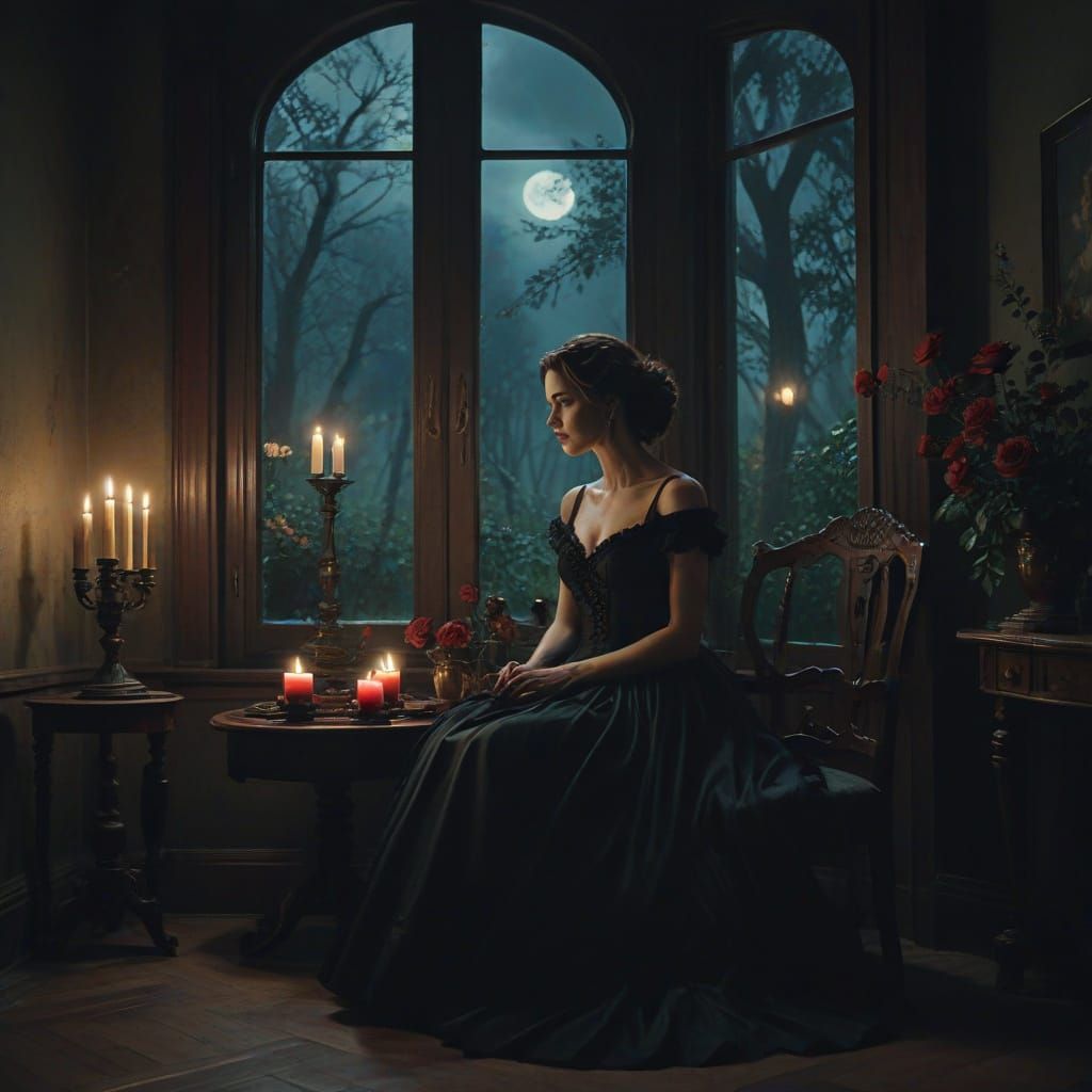 Moonlit Victorian Night Scene in Cinematic Style