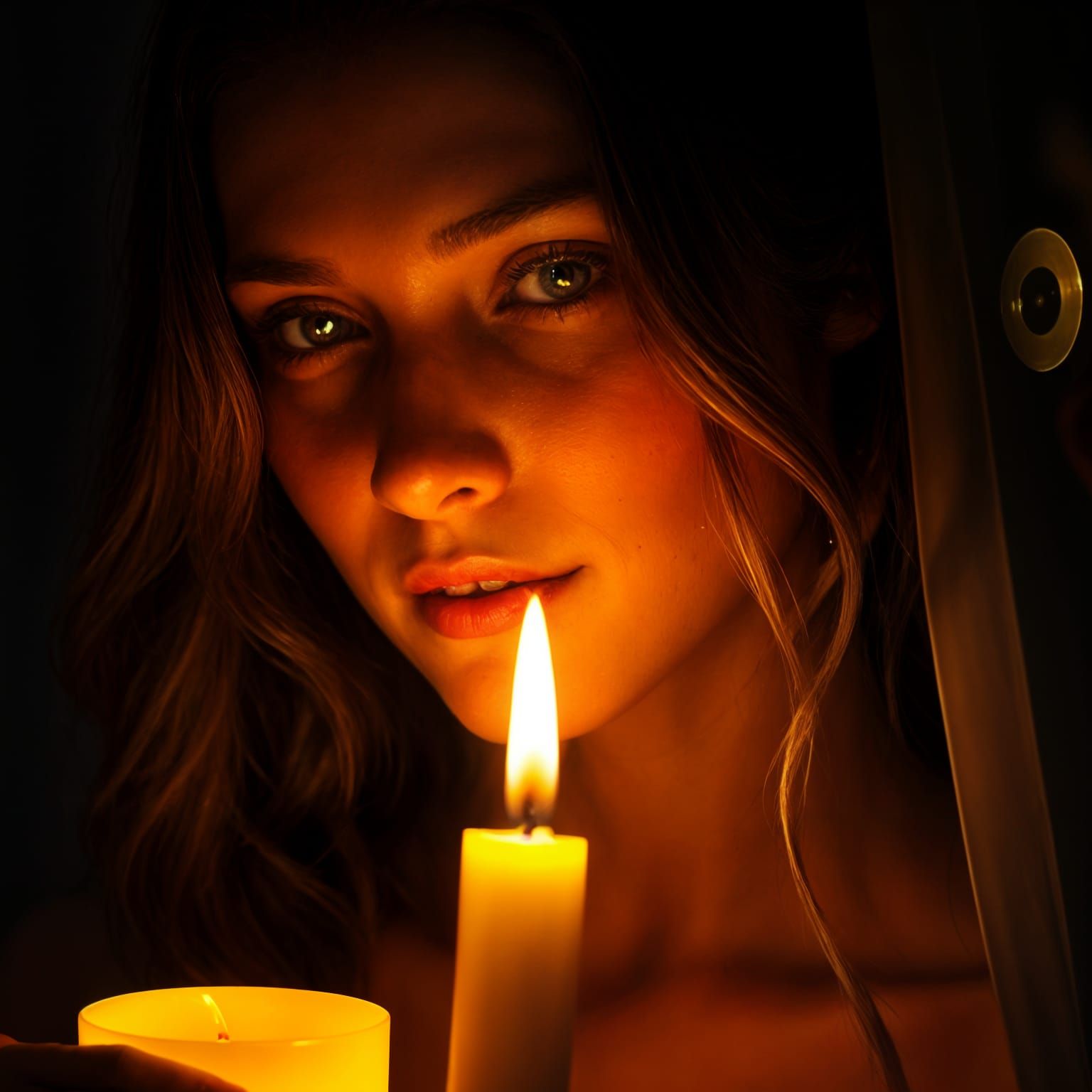 Serene Woman in Warm Candlelight
