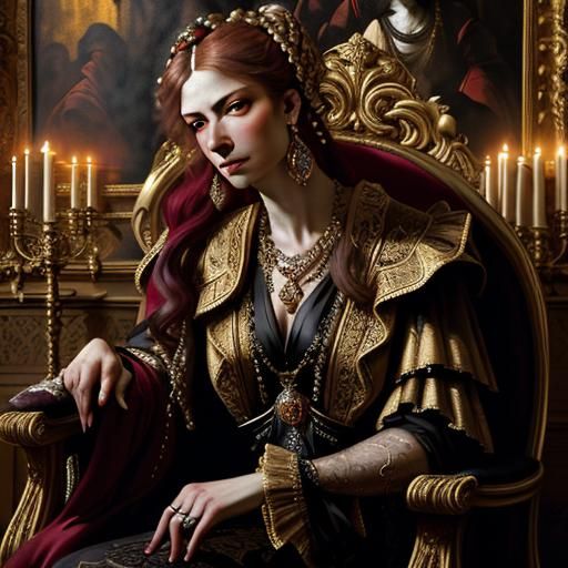 Baroque-style portrait with  brightly dramatic chiaroscuro l...