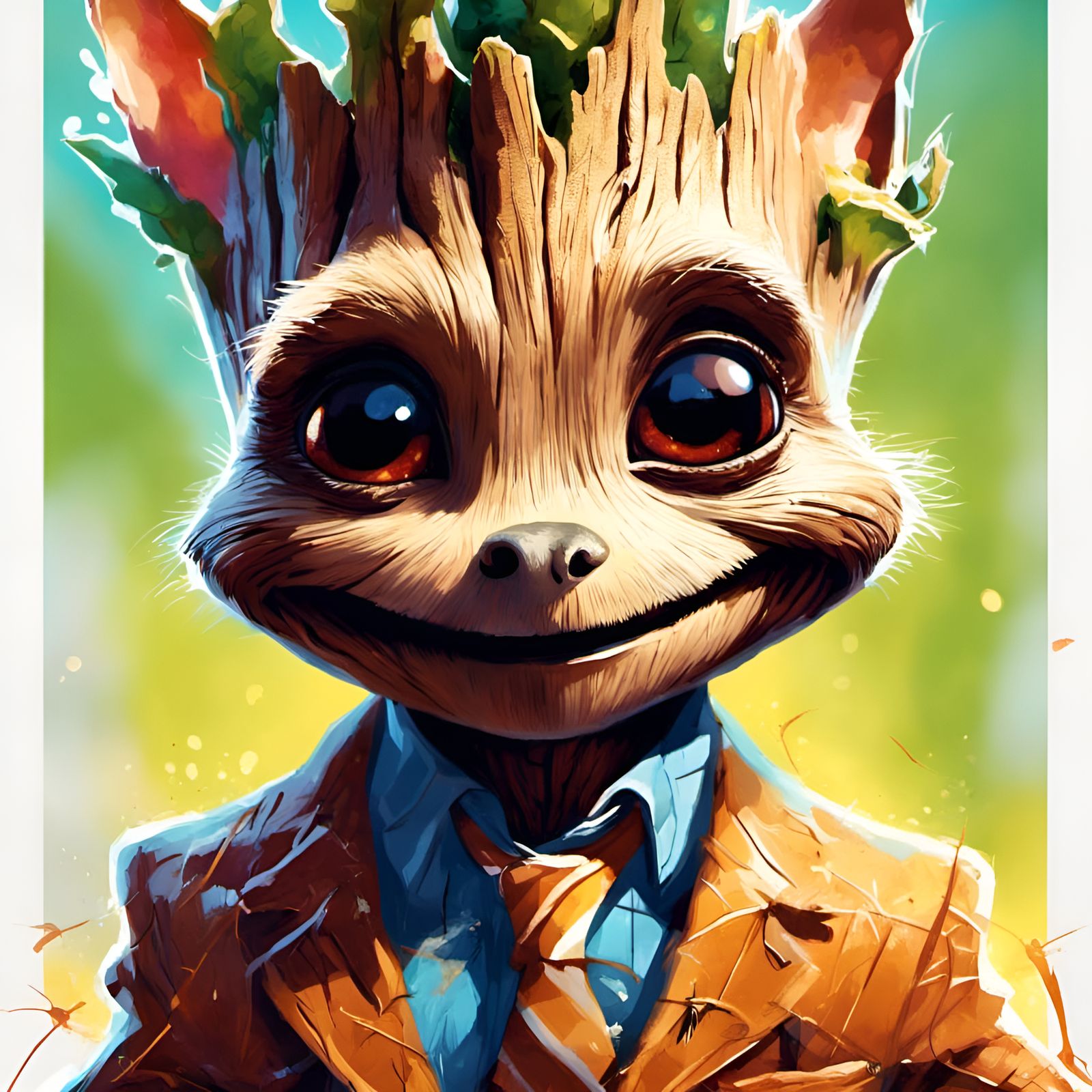 Groot as Newt Portrait in Rockwell Style