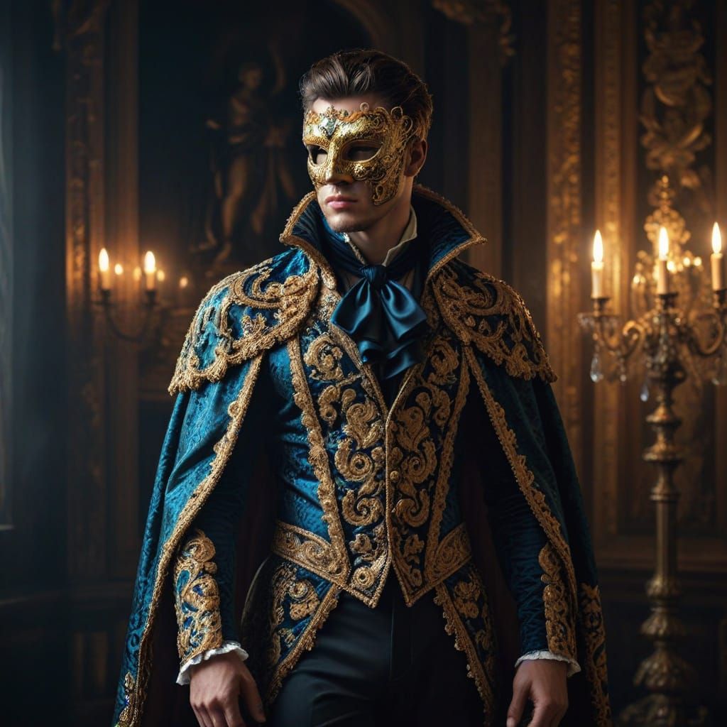 Confident Gentleman in Opulent Baroque Attire
