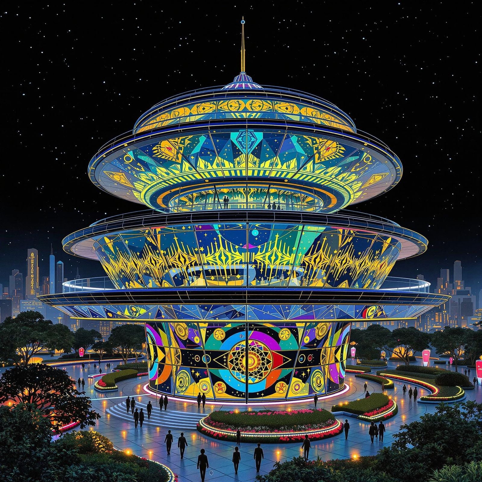 Klimt-Inspired Futuristic Palace in Celestial City