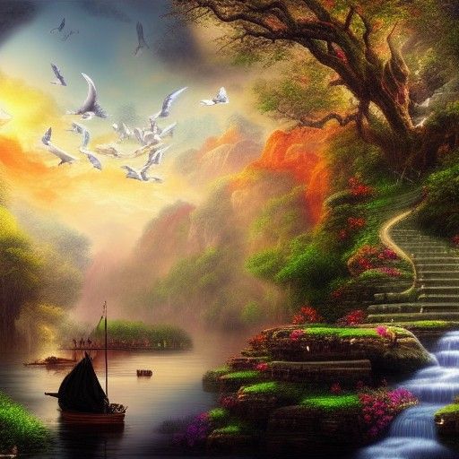 Atlantean God Spirit in a Beautiful Garden