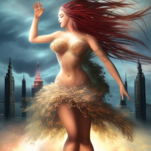 Woman Dancing: Detailed Fantasy Concept Art