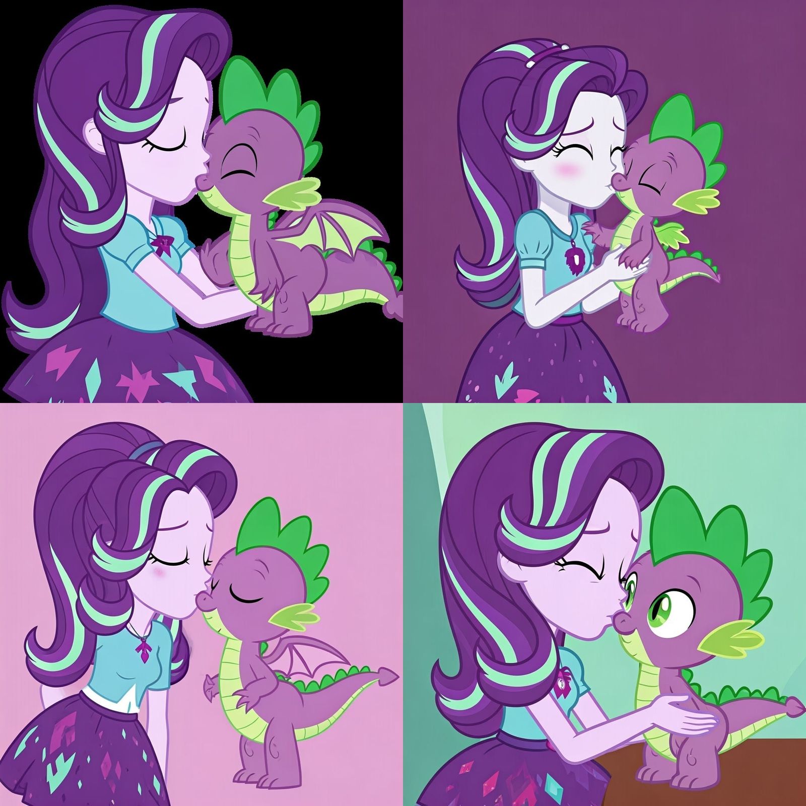 Starlight Glimmer Kisses Tiny Spike the Dragon