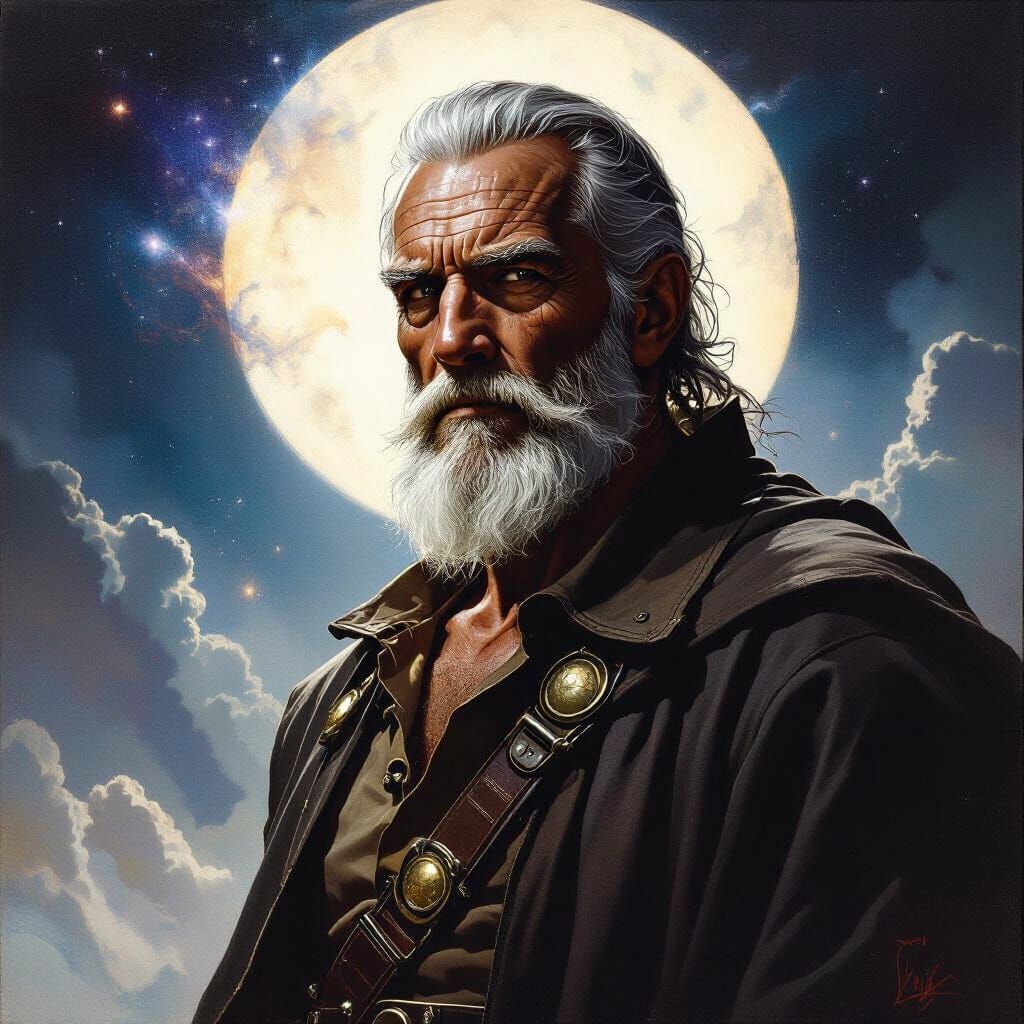 Invincible Centenarian Hero in Epic Fantasy Art Style