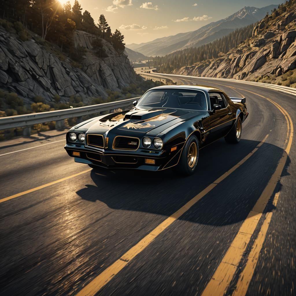 1977 Pontiac Trans-Am Races Down Highway